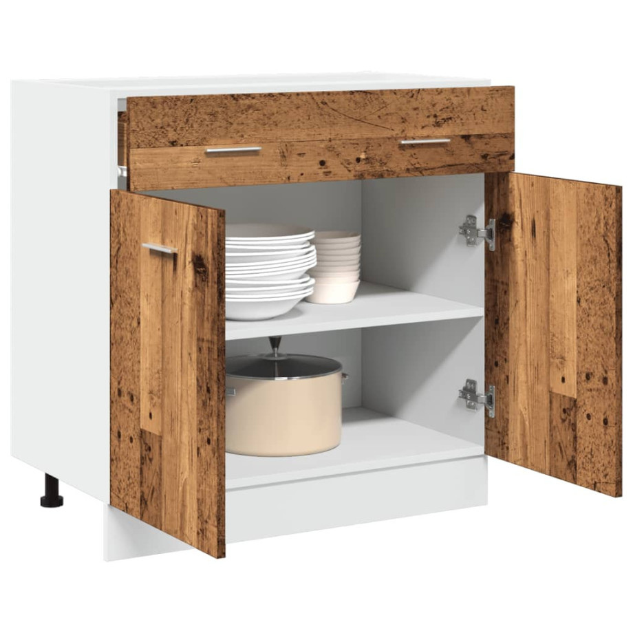 vidaXL Onderkast met lade Lyon 80x46x81,5 cm bewerkt hout oud houtkleurig afbeelding 1