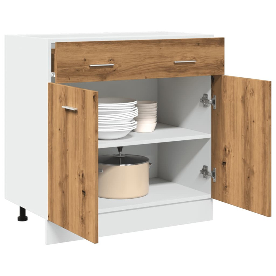 vidaXL Onderkast met lade Lyon 80x46x81,5 cm bewerkt hout artisanaal eiken afbeelding 1