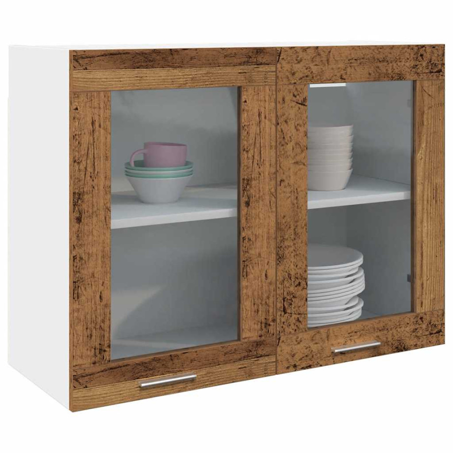 vidaXL Bovenkast Lyon 80x31x60 cm bewerkt hout oud houtkleurig vidaXL Bovenkast Lyon 80x31x60 cm bewerkt hout oud houtkleurig afbeelding 1