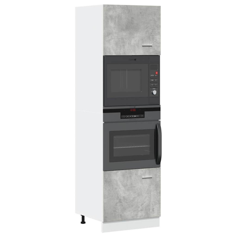 vidaXL Magnetronkast 60x57x207 cm spaanplaat betongrijs afbeelding 1