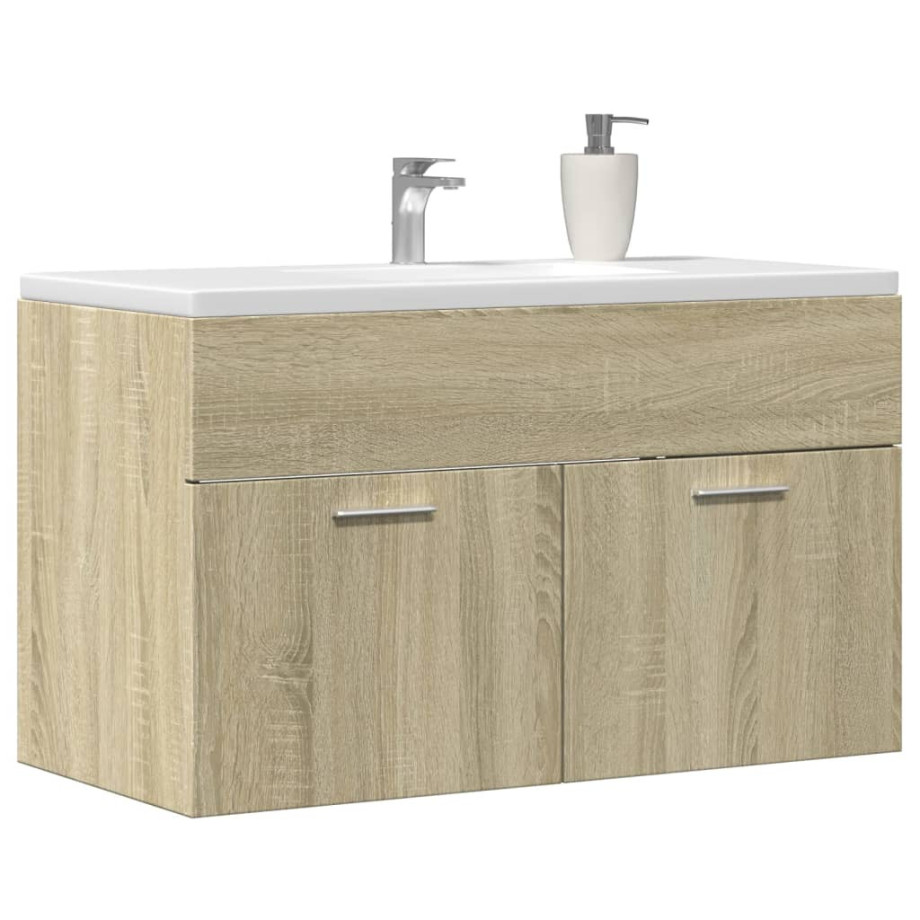 vidaXL Wastafelkast 90x38,5x46 cm bewerkt hout sonoma eikenkleurig vidaXL Wastafelkast 90x38,5x46 cm bewerkt hout sonoma eikenkleurig afbeelding 1