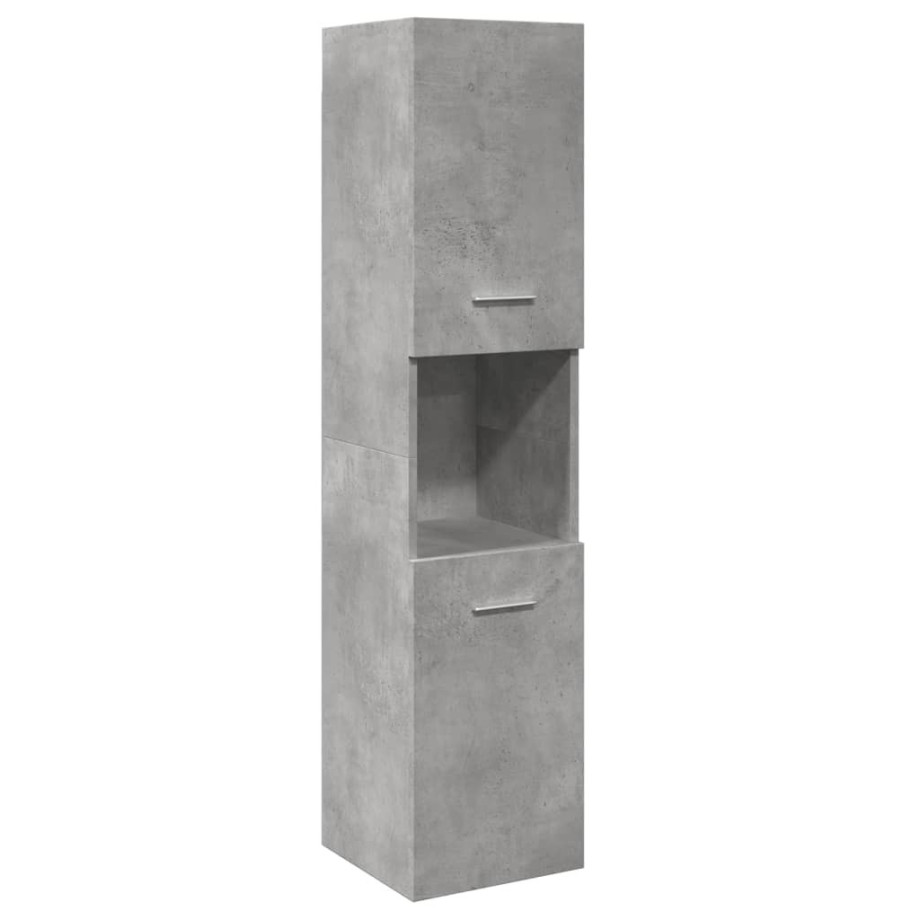 vidaXL Badkamerwandkast 30x30x130 cm bewerkt hout betongrijs vidaXL Badkamerwandkast 30x30x130 cm bewerkt hout betongrijs afbeelding 1