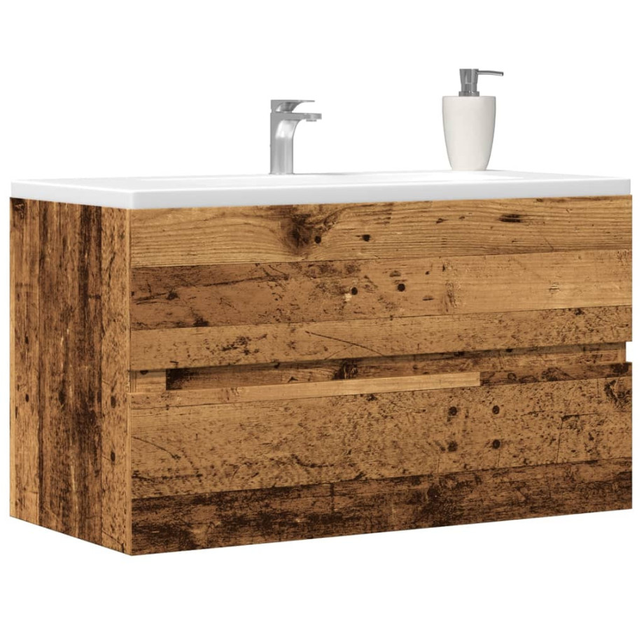 vidaXL Badkamerwandkast 80x38,5x45 cm bewerkt hout oud houtkleurig afbeelding 1