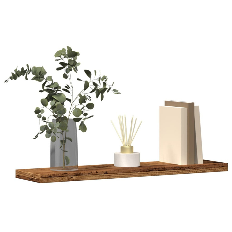 vidaXL Wandschappen 4 st 40x10x1,5 cm bewerkt hout oud houtkleurig afbeelding 1