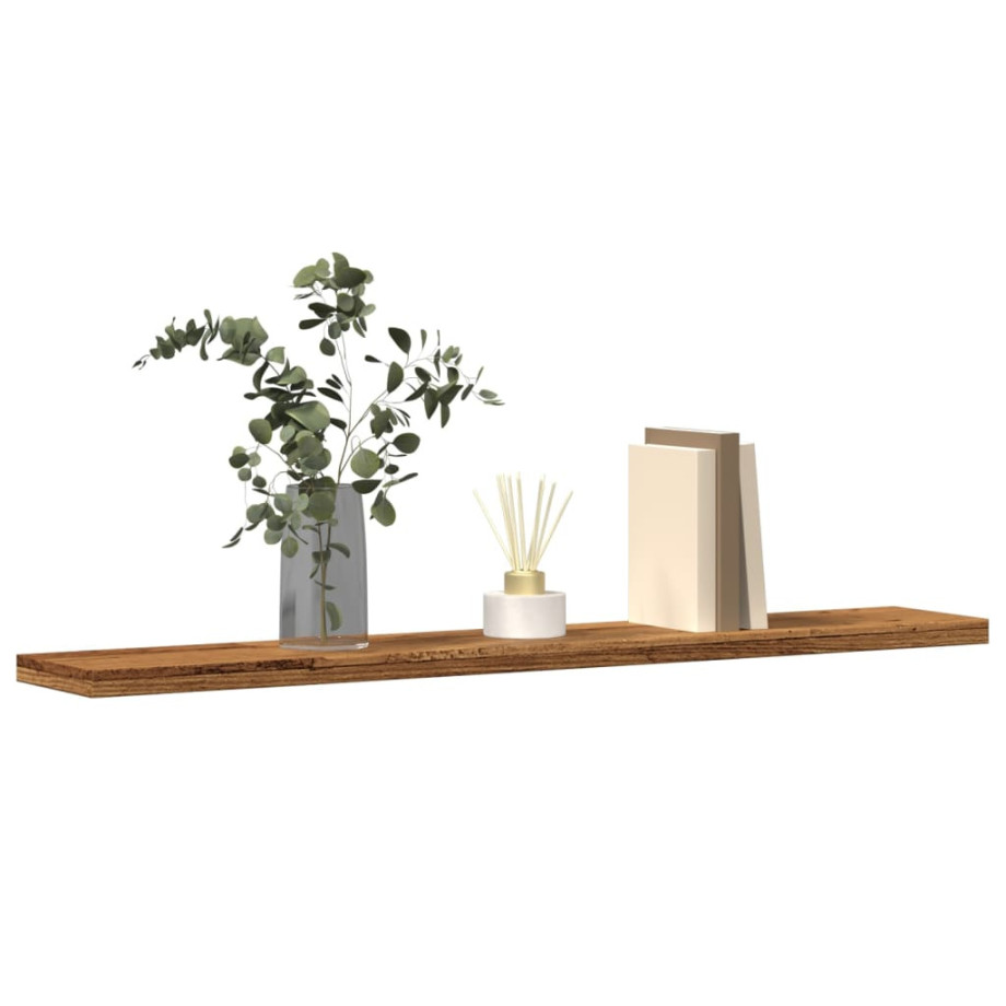 vidaXL Wandschappen 4 st 60x10x1,5 cm bewerkt hout oud houtkleurig afbeelding 1