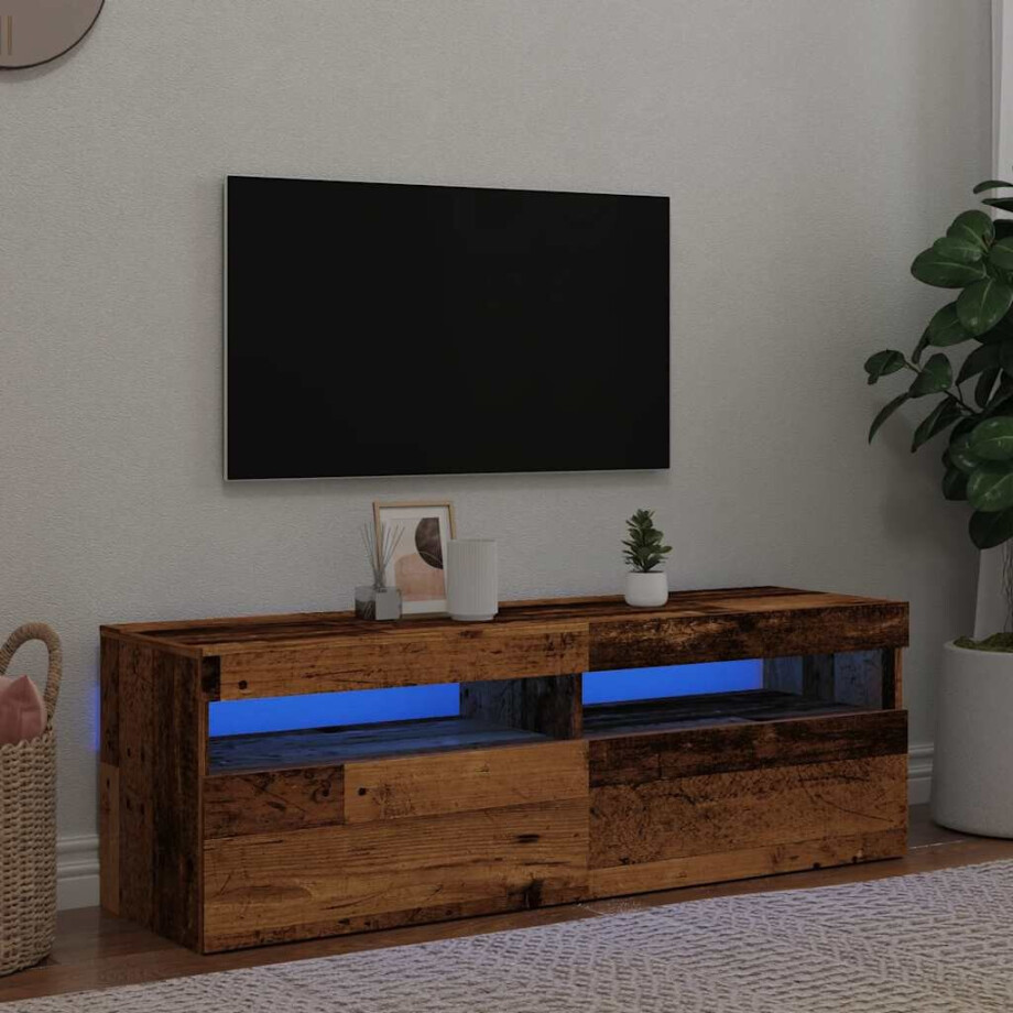 vidaXL Tv-meubel met LED 120x35x40 cm bewerkt hout oud hout afbeelding 1