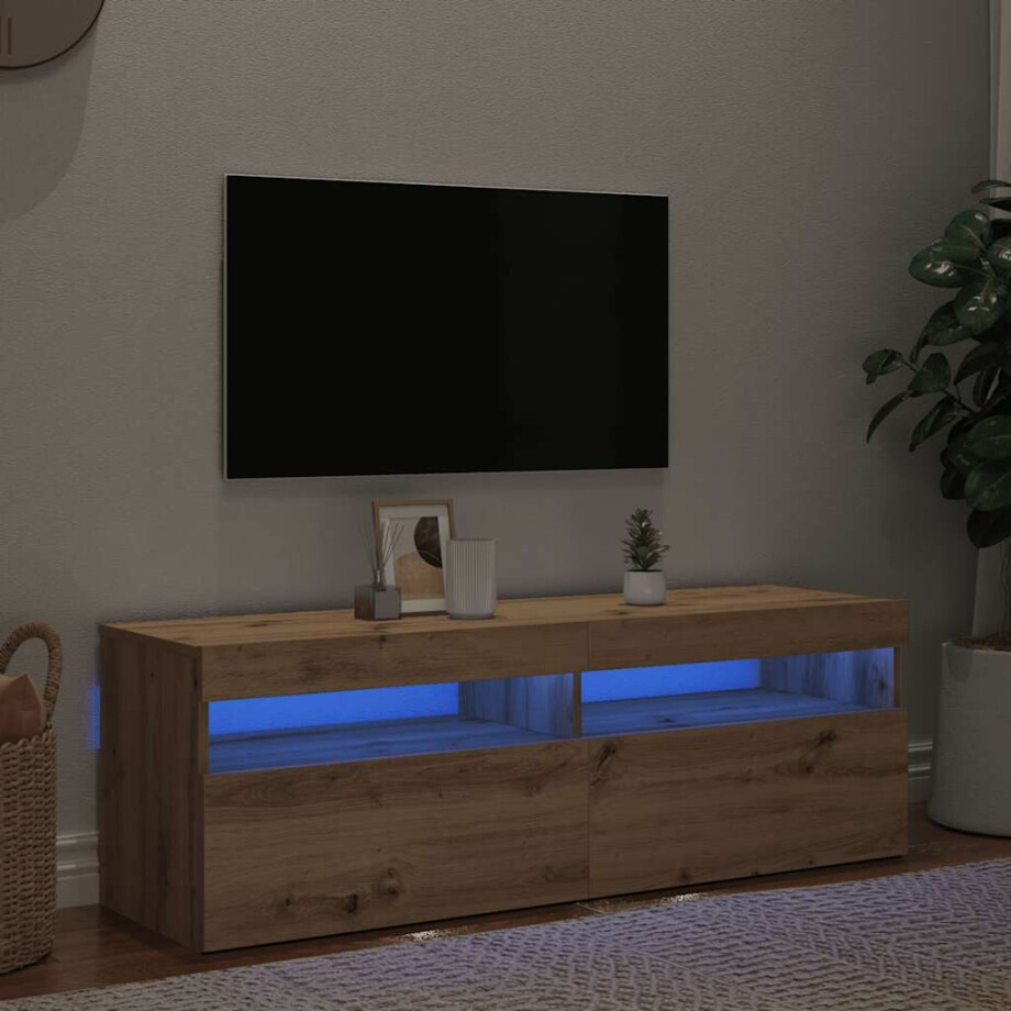 vidaXL Tv-meubel met LED 120x35x40 cm bewerkt hout artisanaal eiken afbeelding 1