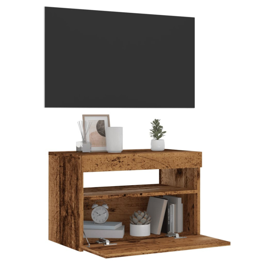 vidaXL Tv-meubel met LED 60x35x40 cm bewerkt hout oud hout vidaXL Tv-meubel met LED 60x35x40 cm bewerkt hout oud hout afbeelding 1