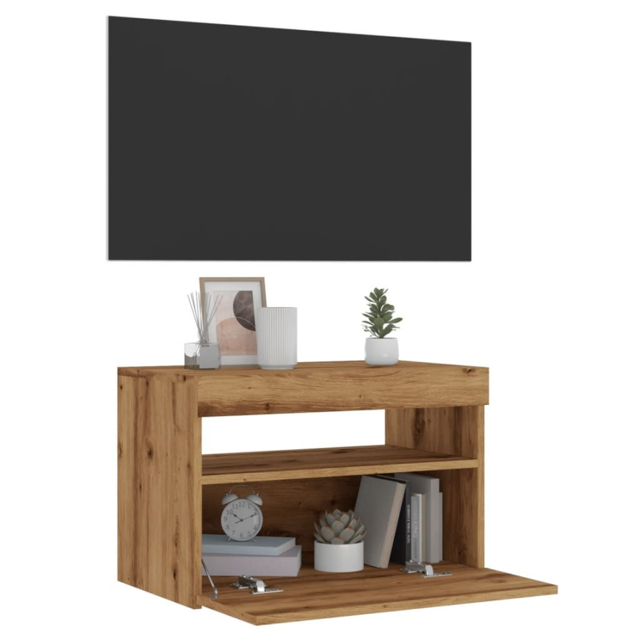 vidaXL Tv-meubel met LED 60x35x40 cm bewerkt hout artisanaal eiken afbeelding 1