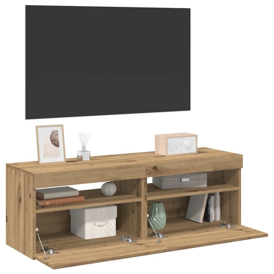 vidaXL Tv-meubels met LED 2 st bewerkt hout artisanaal eiken vidaXL Tv-meubels met LED 2 st bewerkt hout artisanaal eiken afbeelding 1