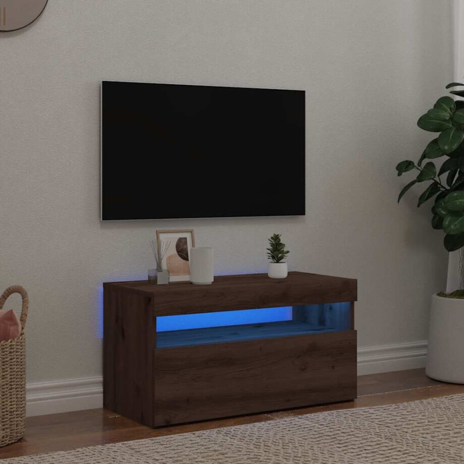 vidaXL Tv-meubel met LED 75x35x40 cm bewerkt hout artisanaal eiken afbeelding 1