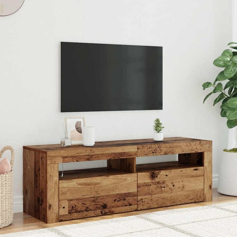 vidaXL Tv-meubel met LED 120x35x40 cm bewerkt hout oud hout afbeelding 1