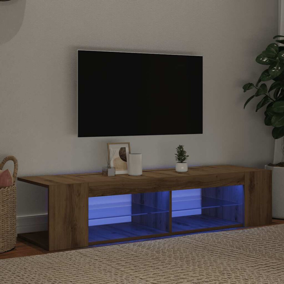 vidaXL Tv-meubel met LED 135x39x30 cm bewerkt hout artisanaal eiken afbeelding 1