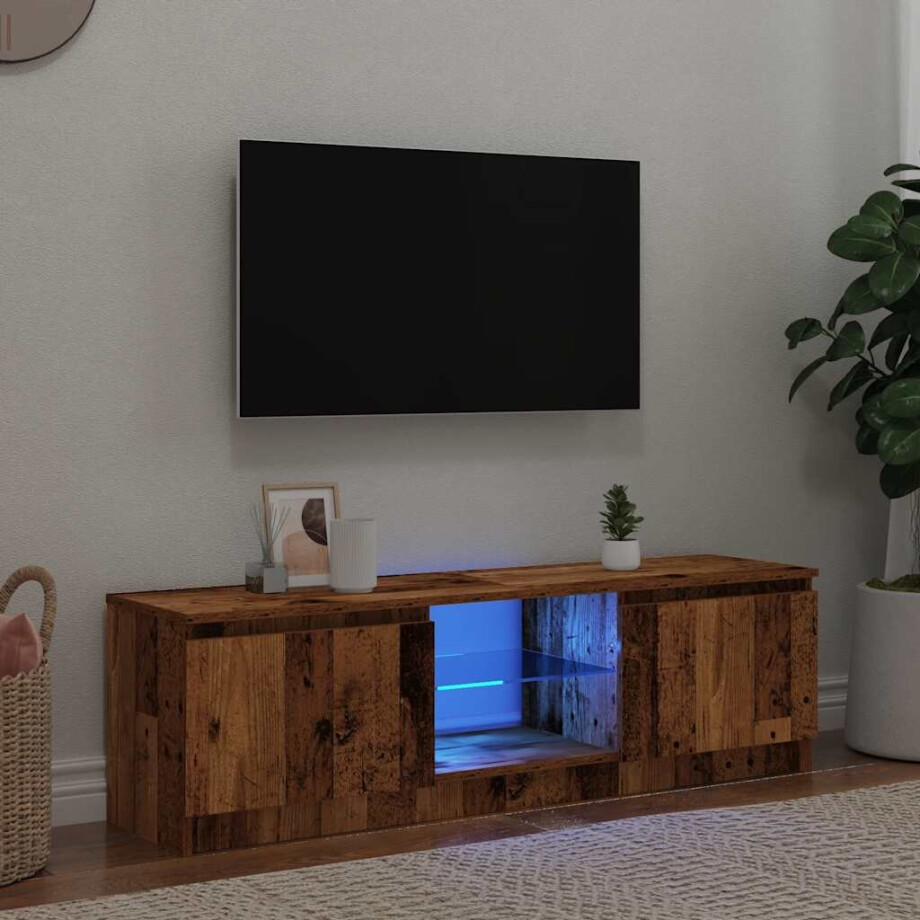 vidaXL Tv-meubel met LED 120x30x36 cm bewerkt hout oud hout afbeelding 1