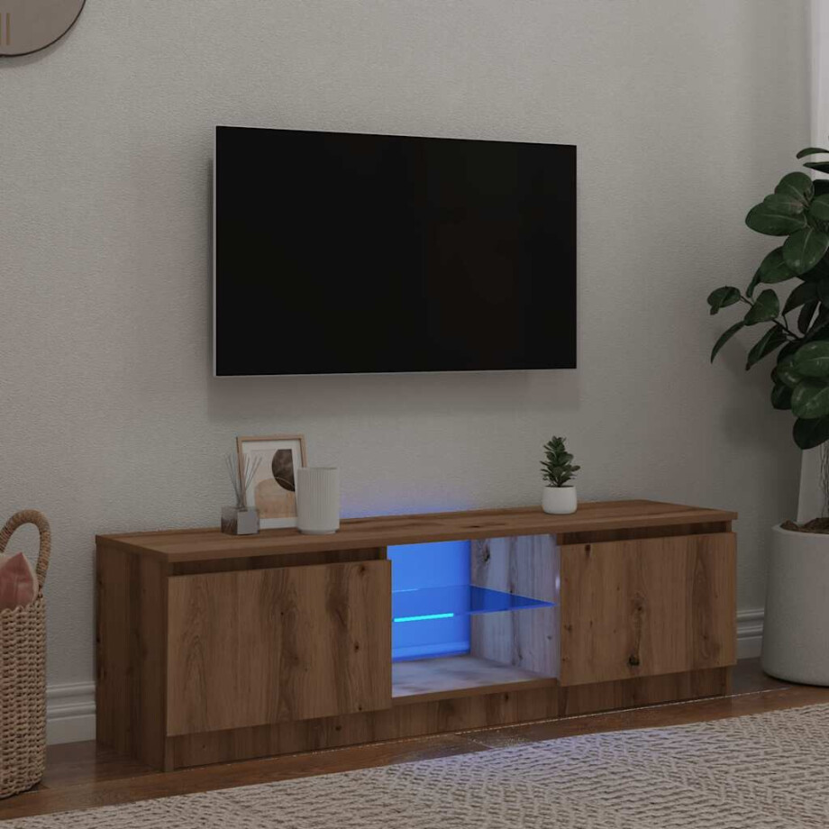 vidaXL Tv-meubel met LED 120x30x36 cm bewerkt hout artisanaal eiken afbeelding 1