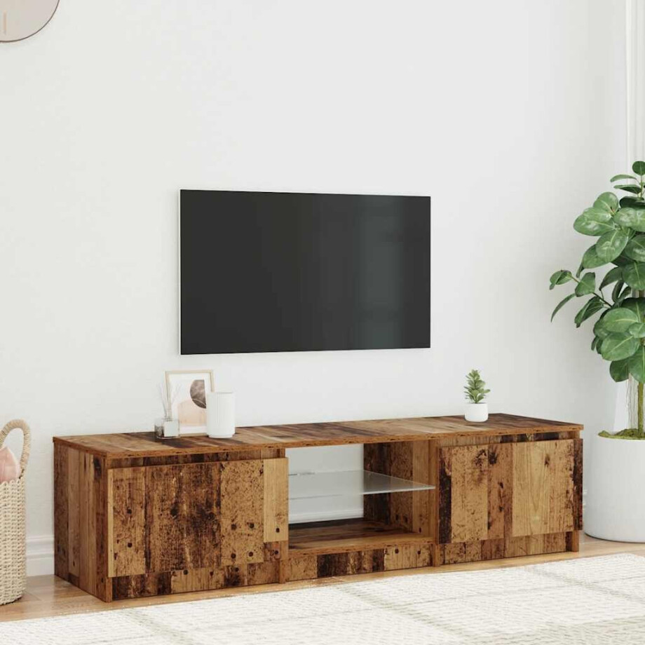 vidaXL Tv-meubel met LED 140x40x36 cm bewerkt hout oud houtkleurig afbeelding 1