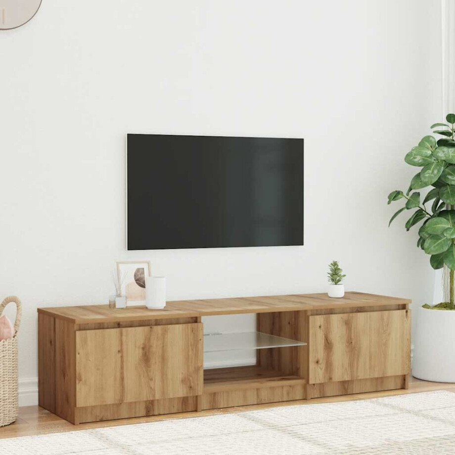 vidaXL Tv-meubel met LED 140x40x36 cm bewerkt hout artisanaal eiken afbeelding 1