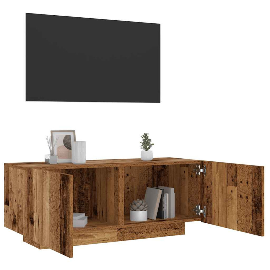 vidaXL Tv-meubel 100x35x40 cm bewerkt hout oud houtkleurig vidaXL Tv-meubel 100x35x40 cm bewerkt hout oud houtkleurig afbeelding 1