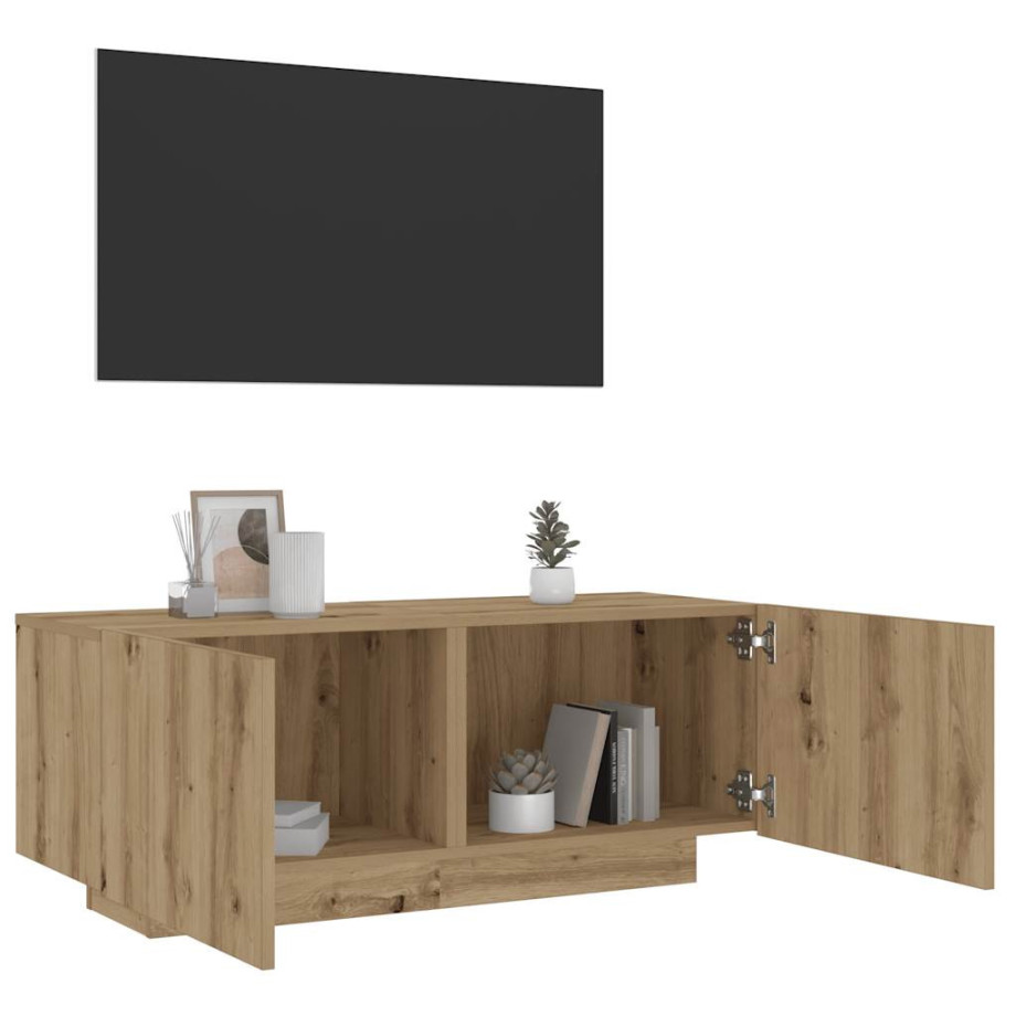 vidaXL Tv-meubel 100x35x40 cm bewerkt hout artisanaal eikenkleurig afbeelding 1