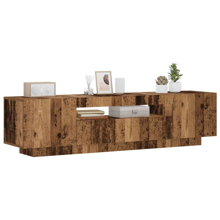 vidaXL Tv-meubel met LED 160x35x40 cm bewerkt hout oud hout afbeelding 1