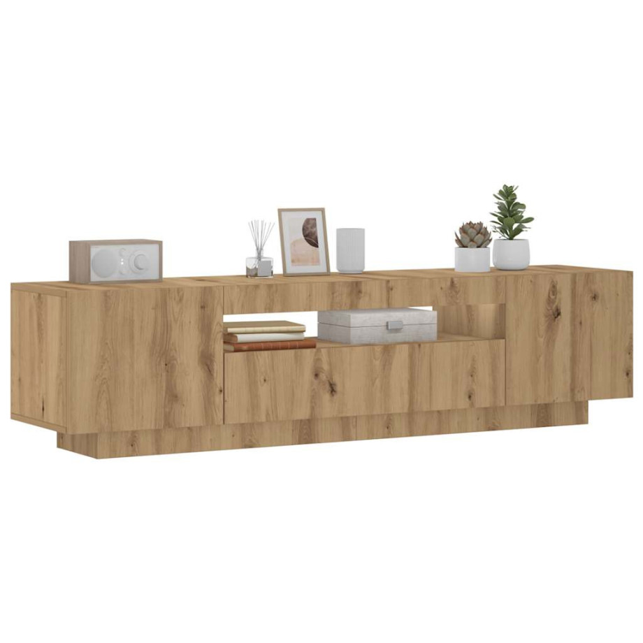 vidaXL Tv-meubel met LED 160x35x40 cm bewerkt hout artisanaal eiken afbeelding 1