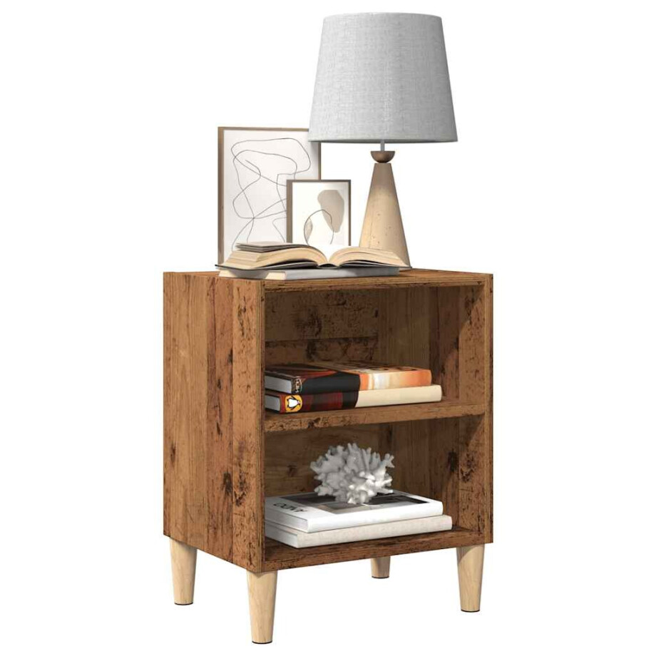 vidaXL Nachtkastje 40x30x50 cm bewerkt hout oud houtkleurig afbeelding 1