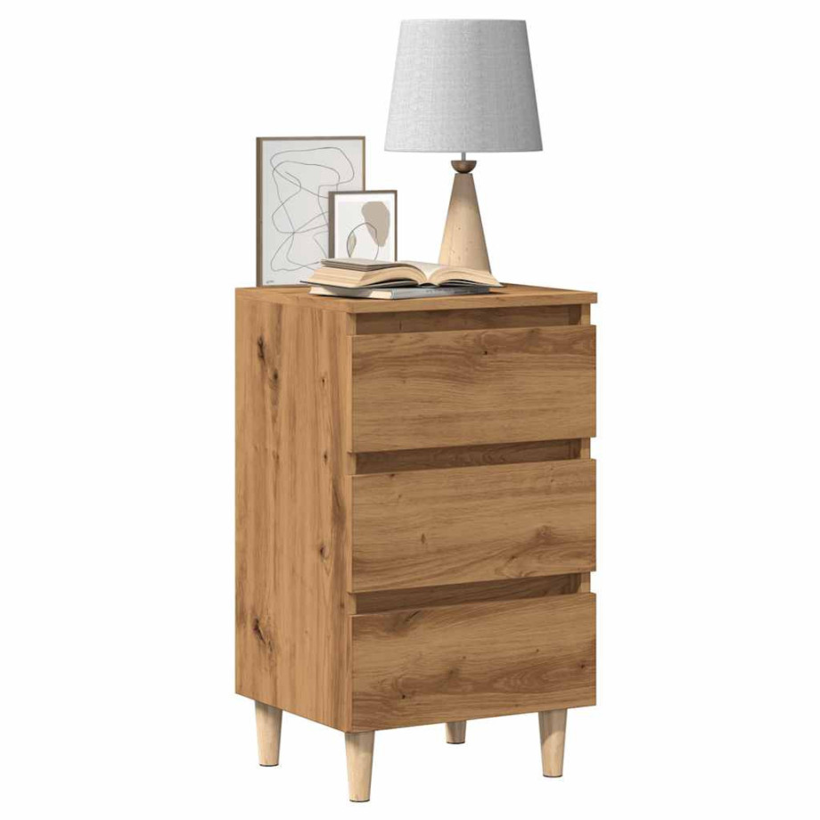 vidaXL Nachtkastje 40x35x69 cm bewerkt hout artisanaal eikenkleur afbeelding 1