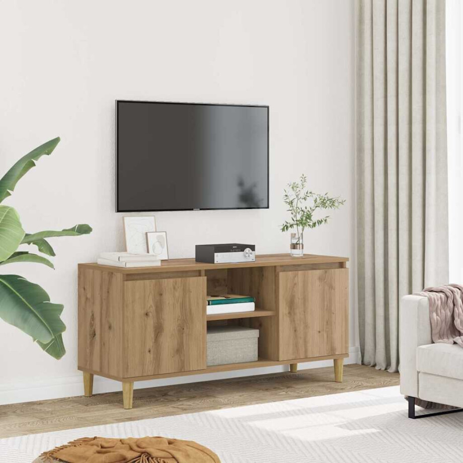 vidaXL Tv-meubel 102x35x50 cm bewerkt hout artisanaal eikenkleur afbeelding 1