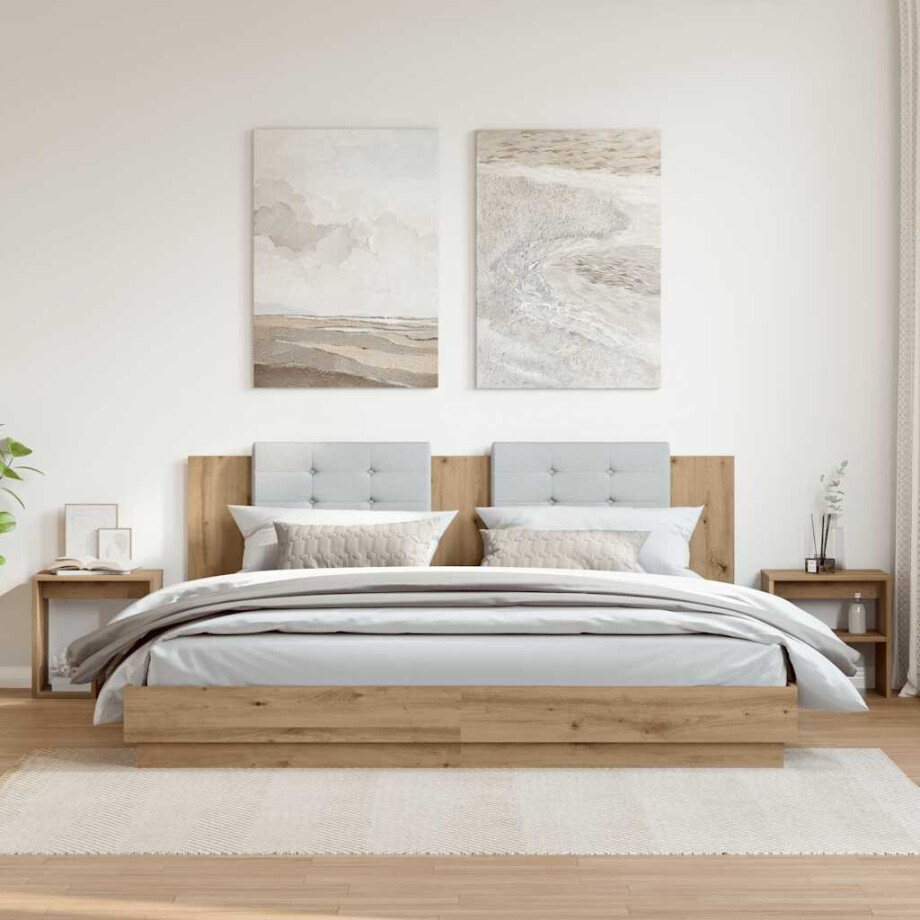 vidaXL Nachtkastjes 2 st 40x30x40 cm bewerkt hout artisanaal eiken afbeelding 1