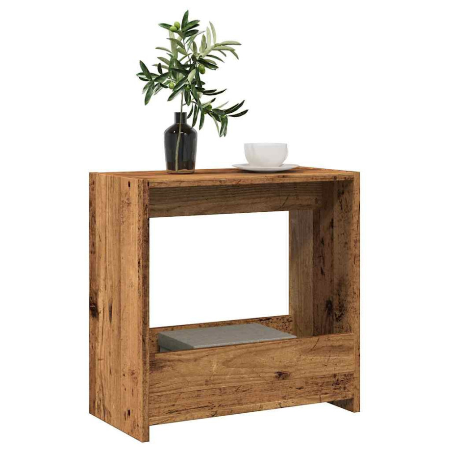 vidaXL Bijzettafel 50x26x50 cm bewerkt hout oud houtkleurig afbeelding 1
