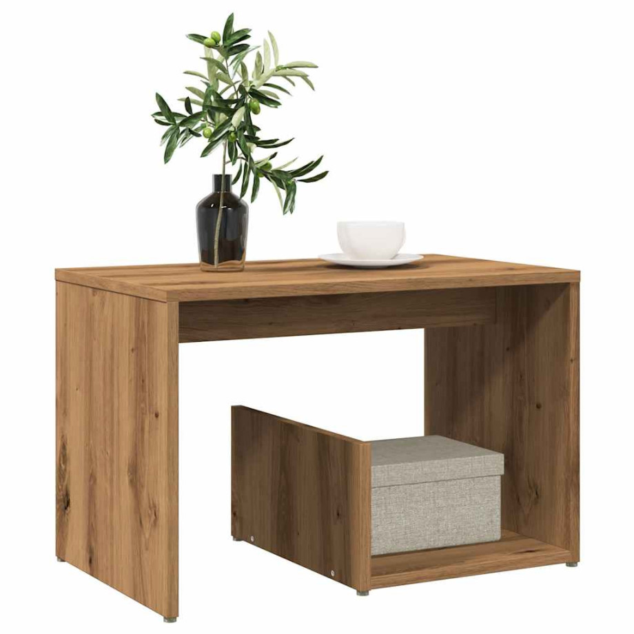 vidaXL Bijzettafel 59x36x38 cm bewerkt hout artisanaal eikenkleurig afbeelding 1