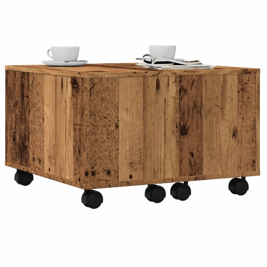 vidaXL Salontafel 60x60x38 cm bewerkt hout oud houtkleurig afbeelding 1