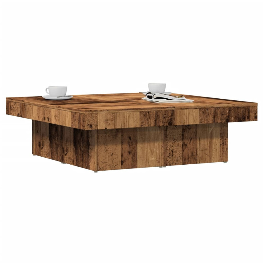 vidaXL Salontafel 90x90x28 cm bewerkt hout oud houtkleurig vidaXL Salontafel 90x90x28 cm bewerkt hout oud houtkleurig afbeelding 1