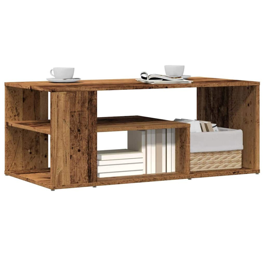 vidaXL Salontafel 100x50x40 cm bewerkt hout oud houtkleurig afbeelding 1
