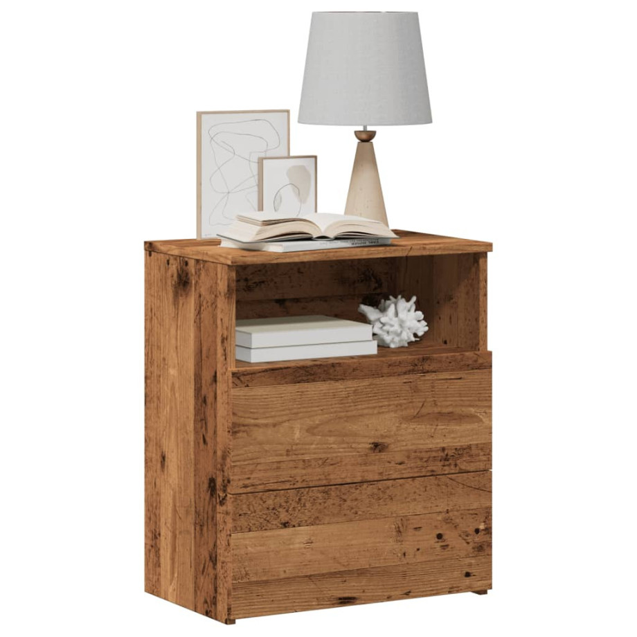 vidaXL Nachtkastje 50x32x60 cm bewerkt hout oud houtkleurig afbeelding 1