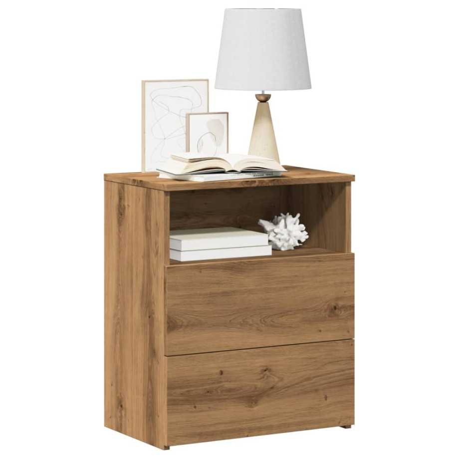 vidaXL Nachtkastjes 2 st 50x32x60cm bewerkt hout artisanaal eikenkleur afbeelding 1