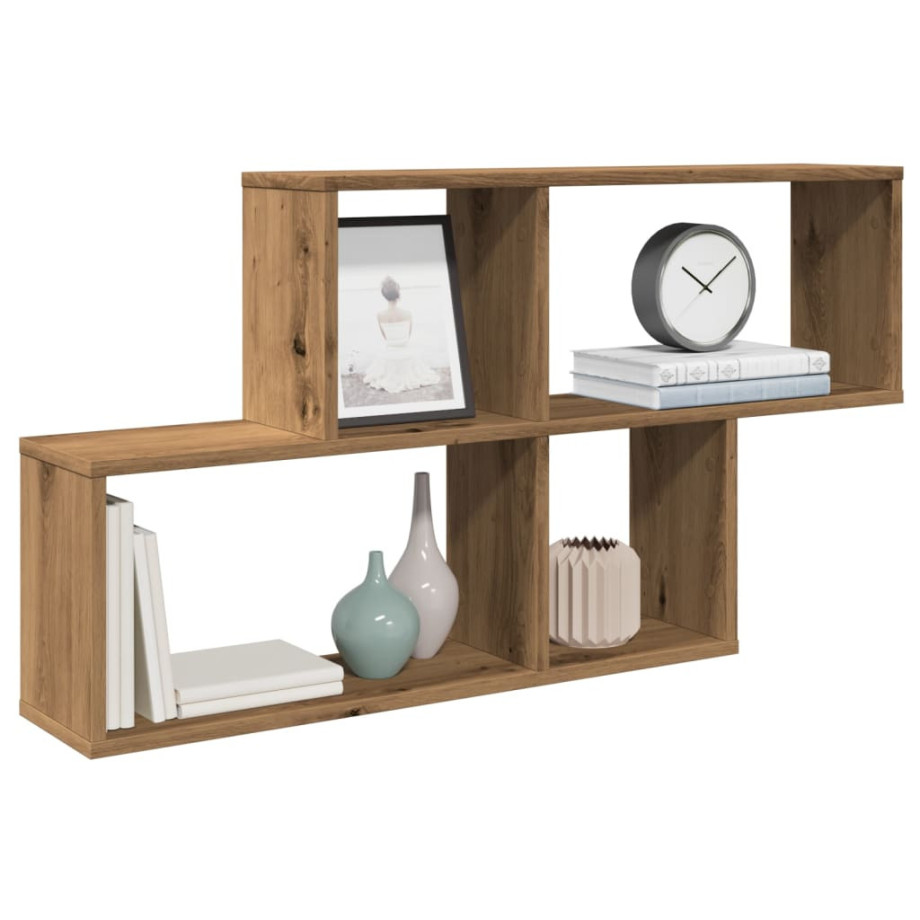 vidaXL Wandschap 100x18x53 cm bewerkt hout artisanaal eikenkleurig vidaXL Wandschap 100x18x53 cm bewerkt hout artisanaal eikenkleurig afbeelding 1