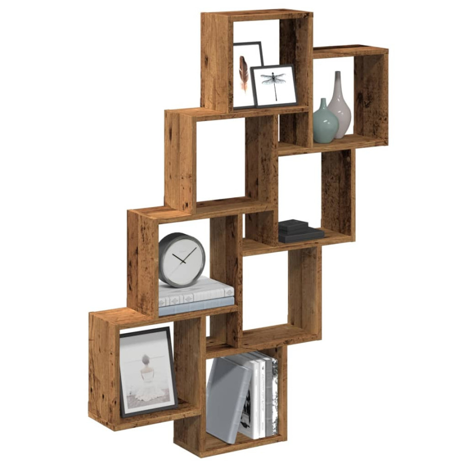 vidaXL Wandschap kubus 90x15x119,5 cm bewerkt hout oud houtkleurig vidaXL Wandschap kubus 90x15x119,5 cm bewerkt hout oud houtkleurig afbeelding 1