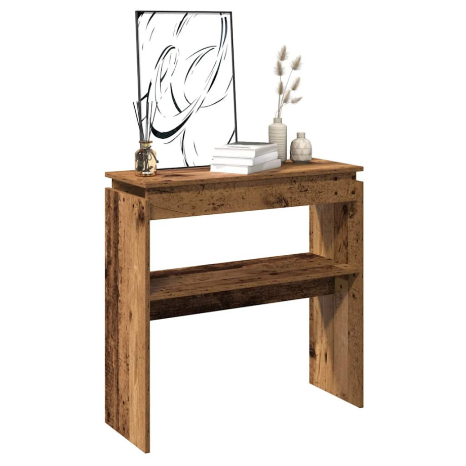 vidaXL Wandtafel 102x30x80 cm bewerkt hout oud houtkleurig afbeelding 1