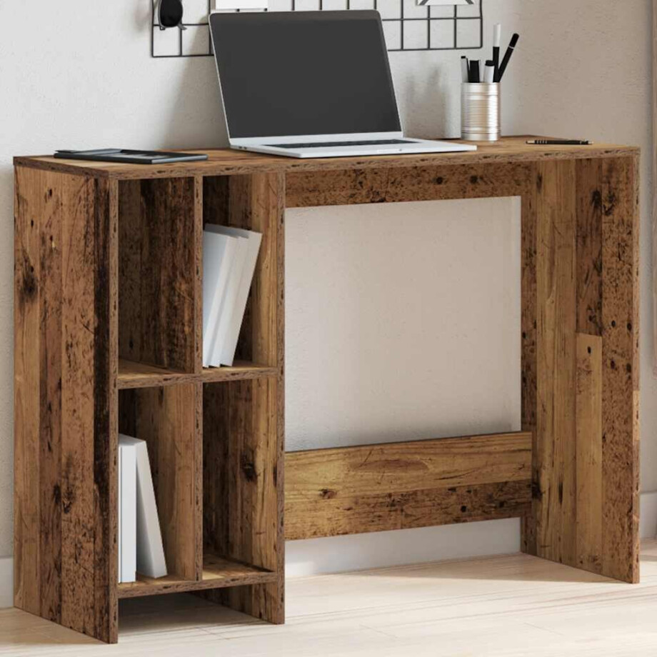 vidaXL Bureau 102,5x35x75 cm bewerkt hout oud houtkleurig afbeelding 1