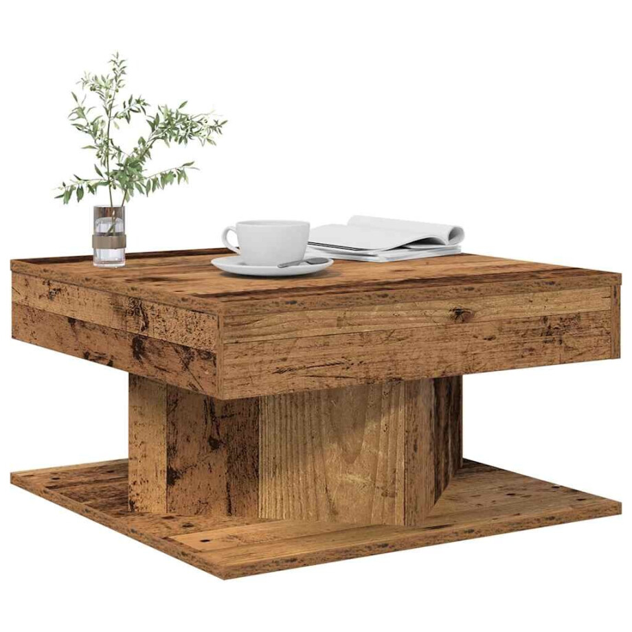 vidaXL Salontafel 55x55x30 cm bewerkt hout oud houtkleurig afbeelding 1