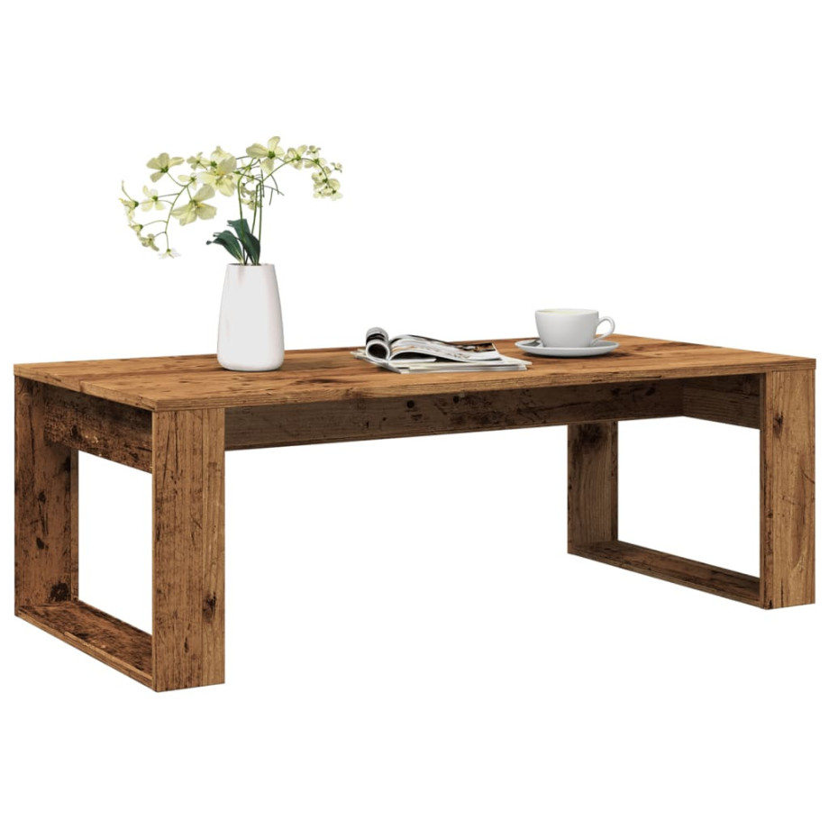 vidaXL Salontafel 102x50x35 cm bewerkt hout oude houtkleurig afbeelding 1