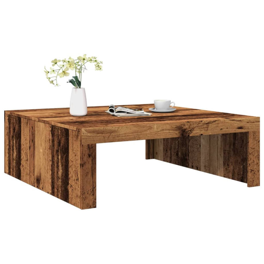 vidaXL Salontafel 100x100x35 cm bewerkt hout oude houtkleurig afbeelding 1