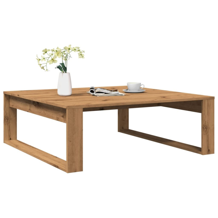 vidaXL Salontafel 100x100x35 cm bewerkt hout artisanaal eikenkleurig afbeelding 1