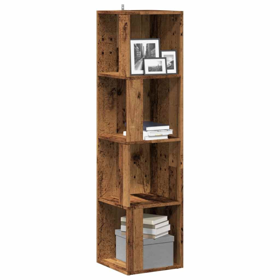 vidaXL Hoekkast 33x33x132 cm bewerkt hout oud houtkleurig afbeelding 1