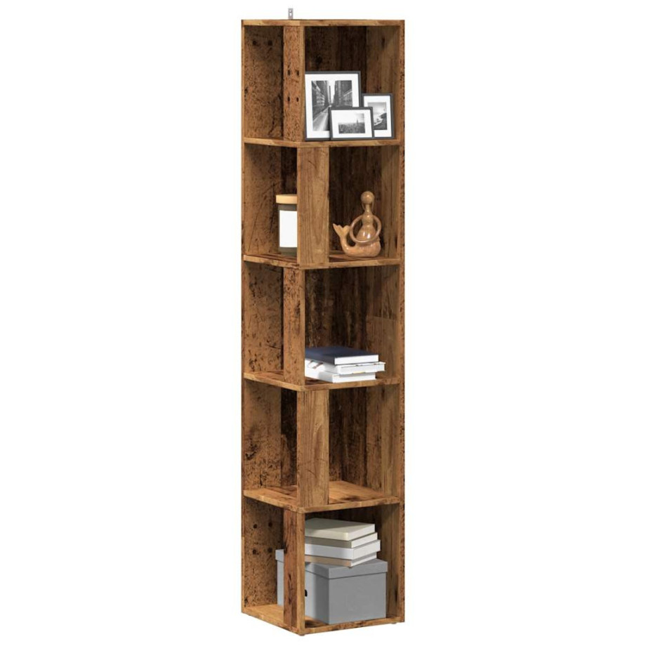 vidaXL Hoekkast 33x33x165 cm bewerkt hout oud houtkleurig afbeelding 1
