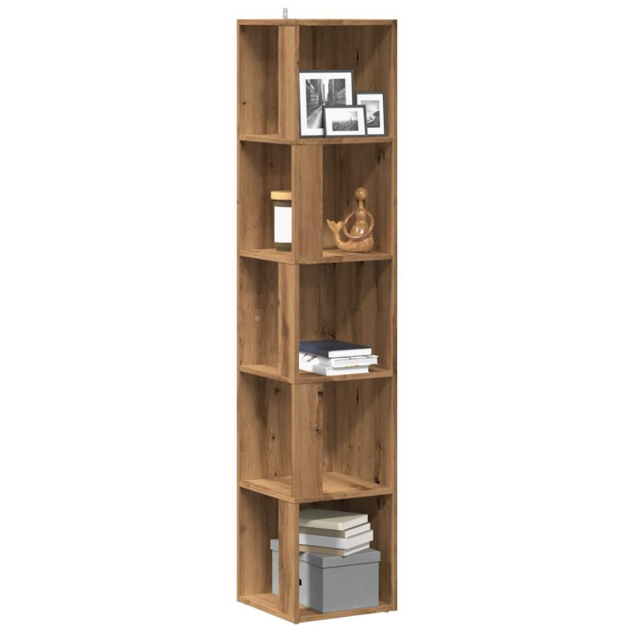 vidaXL Hoekkast 33x33x165 cm bewerkt hout artisanaal eikenkleur vidaXL Hoekkast 33x33x165 cm bewerkt hout artisanaal eikenkleur afbeelding 1