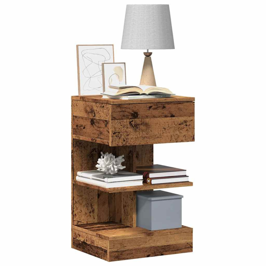 vidaXL Nachtkastje 40x35x65 cm bewerkt hout oud houtkleurig vidaXL Nachtkastje 40x35x65 cm bewerkt hout oud houtkleurig afbeelding 1