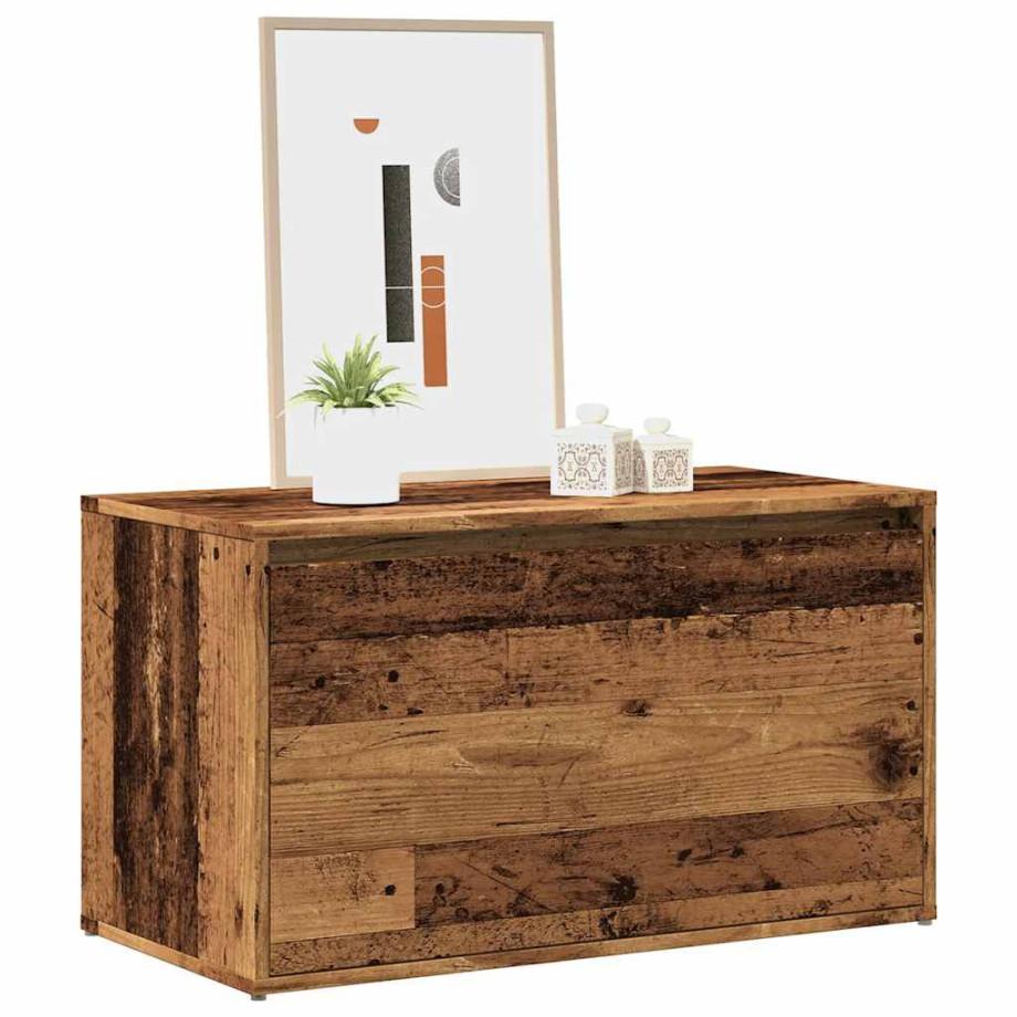 vidaXL Halbankje 80x40x45 cm bewerkt hout oud houtkleurig afbeelding 1