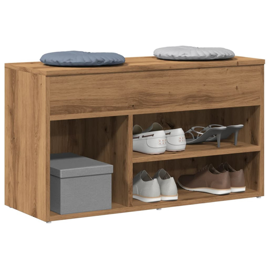 vidaXL Schoenenbankje 80x30x45 cm bewerkt hout artisanaal eikenkleur afbeelding 1